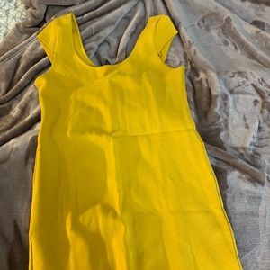 Mustard sheath dress with zip back details